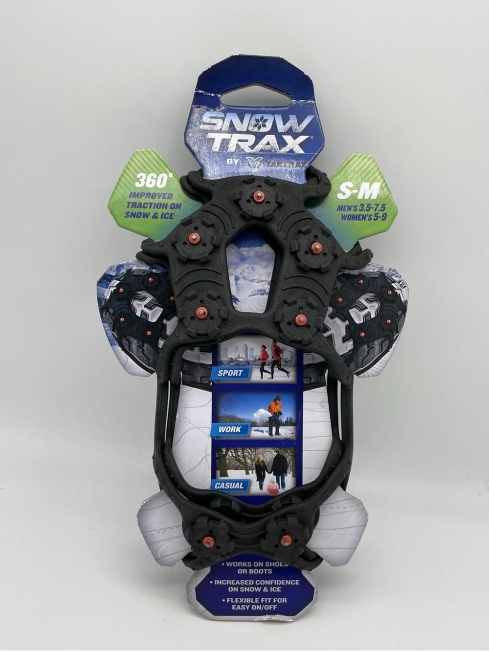 YAKTRAX Snow Trax Traction Shoe Covers with Spikes and Strap for Men & Women